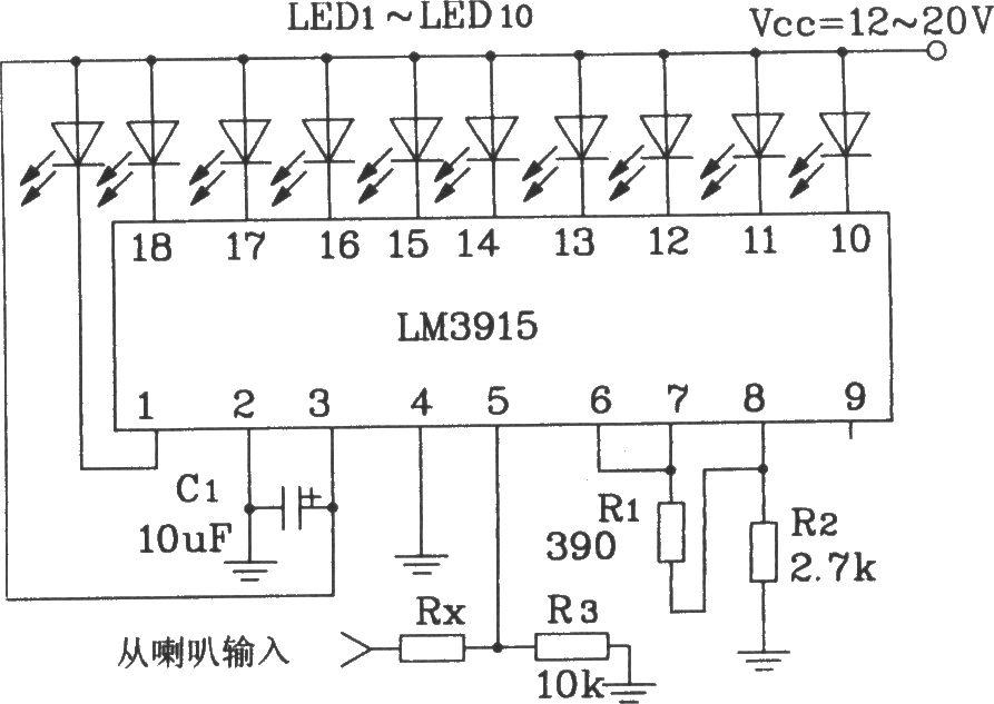 LM3915Ƶ/ƽʾ·ͼ